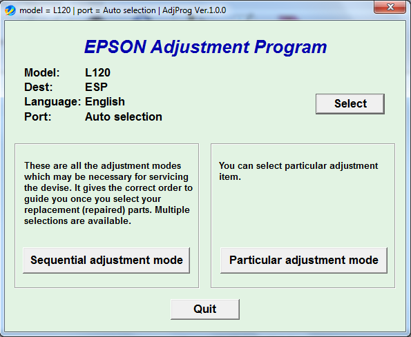 Adjustment program Epson L-120