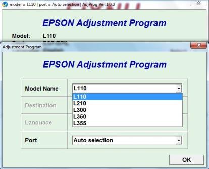 Adjustment program Epson L110, L210...