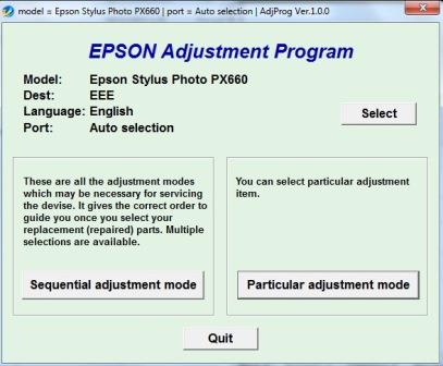 Adjustment program Epson PX660