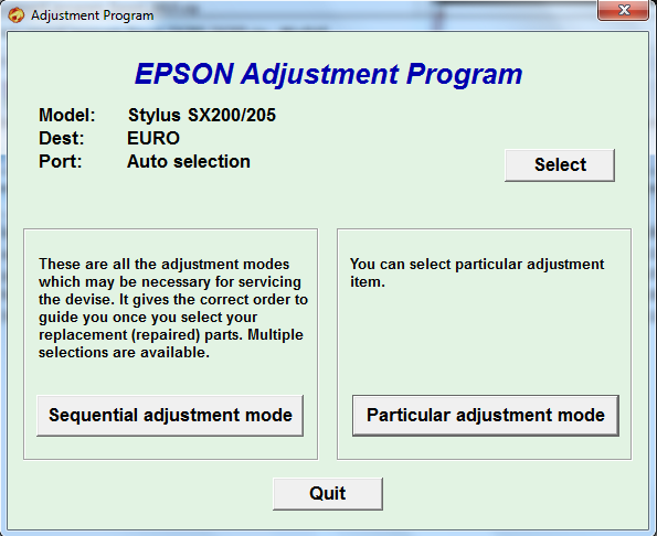 Adjustment program Epson SX-200, SX...