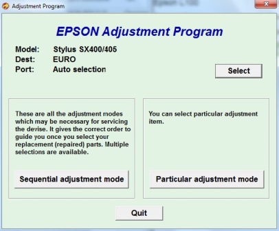 Adjustment program Epson SX400, SX4...