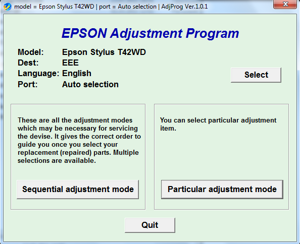 Adjustment program Epson T-42WD