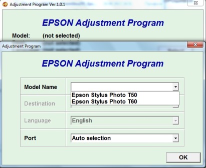 Adjustment program Epson T50, T60