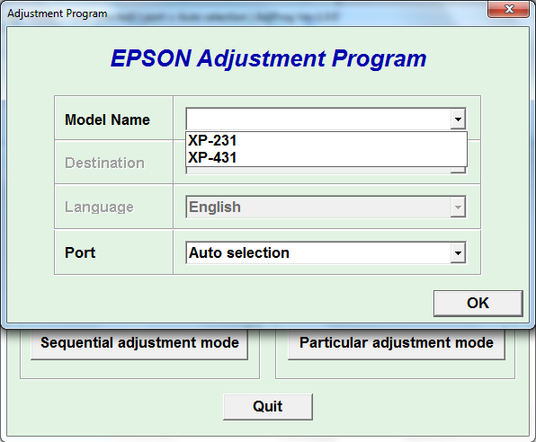 Adjustment program Epson XP-231, XP...