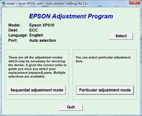 Adjustment program Epson XP-510