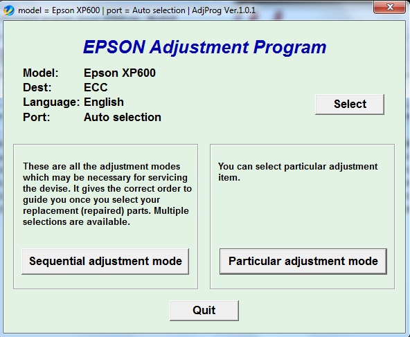 Adjustment program Epson XP-600