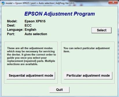 Adjustment program Epson XP-615