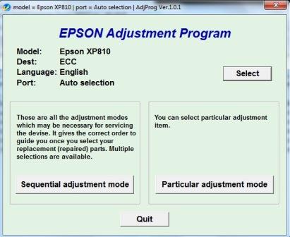 Adjustment program Epson XP-810