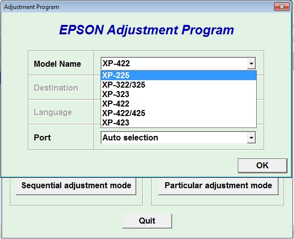 Adjustment program Epson XP-225, XP...